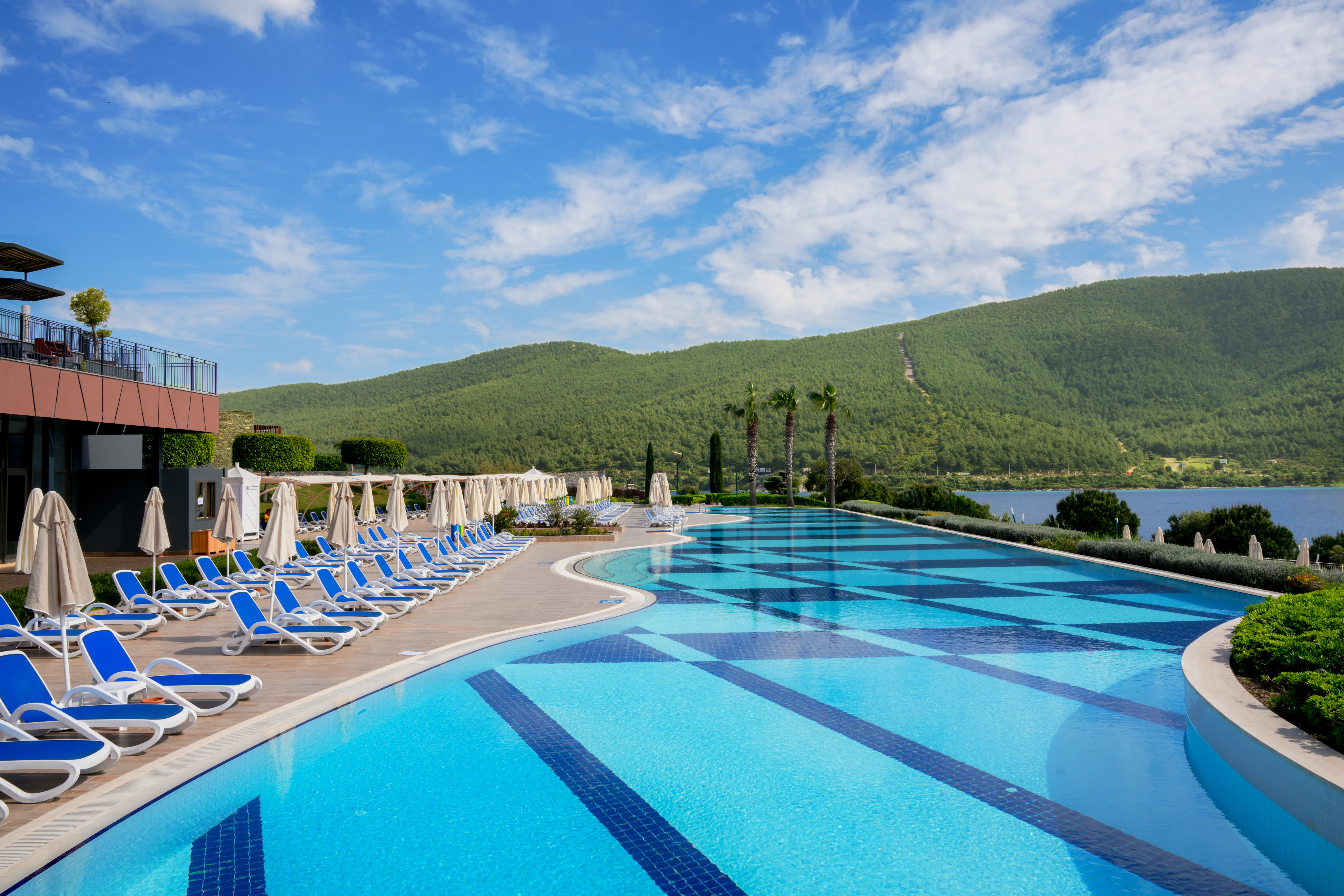 La Blanche Island Bodrum pool and aquapark view